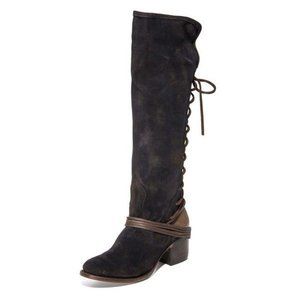 Freebird By Steven Coal Navy Blue Suede Lace Boot